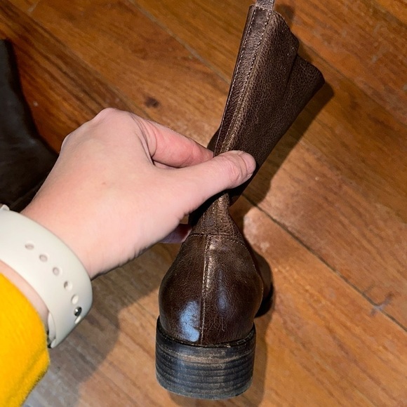 Eileen Fisher Chocolate Brown Leather Midi Boot Size 8 - Picture 3 of 12